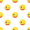 Winking smiley pattern seamless vector