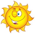 Winking Sun Cartoon Mascot Character With Gradient Royalty Free Stock Photo