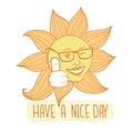 The winking sun. Have a nice day vector card Royalty Free Stock Photo