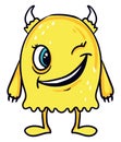 Winking yellow monster, illustration, vector