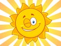 Winking Yellow Sun Cartoon Character