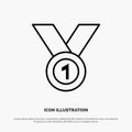 Winner, Achieve, Award, Leader, Medal, Ribbon, Win Line Icon Vector