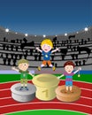 Winner Athletes Podium Stadium Kids Royalty Free Stock Photo