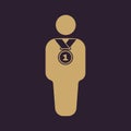 The winner avatar icon. Champion and award, prize, triumph symbol. Flat