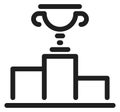 Winner award linear icon. Trophy cup on pedestal Royalty Free Stock Photo