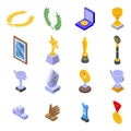 Winner awarding icons set, isometric style Royalty Free Stock Photo