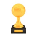 Winner basketball cup award on stand with empty plate, golden trophy logo isolated on white background Royalty Free Stock Photo