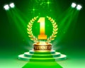 Winner 1 best podium award sign, golden object. Royalty Free Stock Photo
