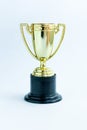 Winner or champion gold trophy cup on white background. Victory first place of competition. Winning or success concept.