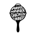 Winner Winner Chicken Dinner Typography on a Pan vector illustration, Playerunknown`s Battleground vector illustration, PUBG winne Royalty Free Stock Photo