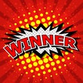 Winner Comic Speech Bubble, Cartoon. Royalty Free Stock Photo