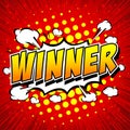 Winner Comic Speech Bubble, Cartoon. Royalty Free Stock Photo