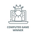 Winner in a computer game vector line icon, linear concept, outline sign, symbol