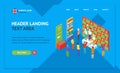 Winner Concept Landing Web Page Template Isometric View. Vector
