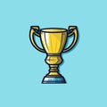 Winner cup hand-drawn comic illustration. Winner cup. Vector doodle style cartoon illustration Royalty Free Stock Photo