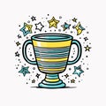 Winner cup hand-drawn comic illustration. Winner cup. Vector doodle style cartoon illustration Royalty Free Stock Photo