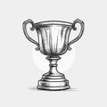 Winner cup hand-drawn comic illustration. Winner cup. Vector doodle style cartoon illustration Royalty Free Stock Photo