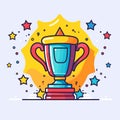 Winner cup hand-drawn comic illustration. Winner cup. Vector doodle style cartoon illustration Royalty Free Stock Photo