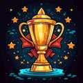 Winner cup hand-drawn comic illustration. Winner cup. Vector doodle style cartoon illustration Royalty Free Stock Photo