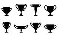 Winner cup icon set. Champion trophy symbol collection, sport award sign. Winner prize, champions celebration winning Royalty Free Stock Photo