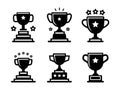 Winner cup icon set. Champion trophy symbol collection, sport award sign. Winner prize, champions celebration winning Royalty Free Stock Photo