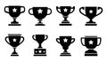 Winner cup icon set. Champion trophy symbol collection, sport award sign. Winner prize, champions celebration winning Royalty Free Stock Photo