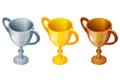 Winner cup set. Winner cup Vector gold, silver and bronze winner cup. Prize first third and second. Winner sport cup.
