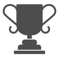 Winner cup solid icon. Final championship trophy, competition award symbol, glyph style pictogram on white background