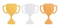 Winner cup vector set. Cartoon trophy awards.