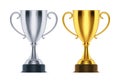 Winner golden trophy and 3d silver runner-up cup