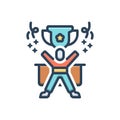 Color illustration icon for Winner, triumphant and trophy