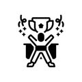 Black solid icon for Winner, triumphant and trophy Royalty Free Stock Photo