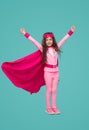 Winner kid in superhero costume Royalty Free Stock Photo