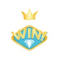 Winner label with diamond and crown.