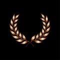 Winner label, leaf symbol victory, triumph and success illustration. Vector gold award laurel wreath Royalty Free Stock Photo