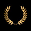 Winner label sign. leaf symbol victory. gold award laurel wreath