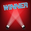 Winner label on stage with red background and lighting Royalty Free Stock Photo
