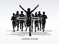 Winner Marathon Runners graphic vector. Royalty Free Stock Photo