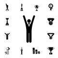 the winner with the medal raises his hands icon. Detailed set of Sucsess and awards icons. Premium quality graphic design sign. On Royalty Free Stock Photo