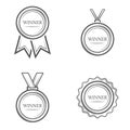 Winner medal set of vector monochrome vintage emblems, labels, badges and logos Royalty Free Stock Photo