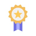Winner medal with star and ribbon. Approved, accept or certified icon medal with ribbons and star