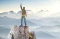 Winner on the mountain top Royalty Free Stock Photo