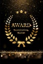 Winner nomination award with gold laurel, luxury reward, certificate poster with glitter
