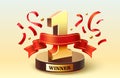 Winner number one, best podium award sign, golden object. Vector illustration Royalty Free Stock Photo