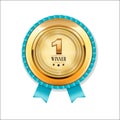 Winner, Number one Golden Badge With Banner, Royalty Free Stock Photo