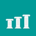 Winner pedestal. Three Antique pillars. Podium for best product with greek or roman column