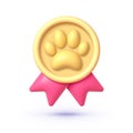 Winner pet 3D, great design for any purposes. Gold winner pet. Vector 3d render