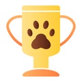 Winner pets cup flat icon. Animal trophy color icons in trendy flat style. Pet award gradient style design, designed for