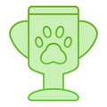 Winner pets cup flat icon. Animal trophy green icons in trendy flat style. Pet award gradient style design, designed for