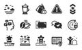 Winner podium, Computer and Time management icons set. Latte coffee, Travel sea and 24h delivery signs. Vector